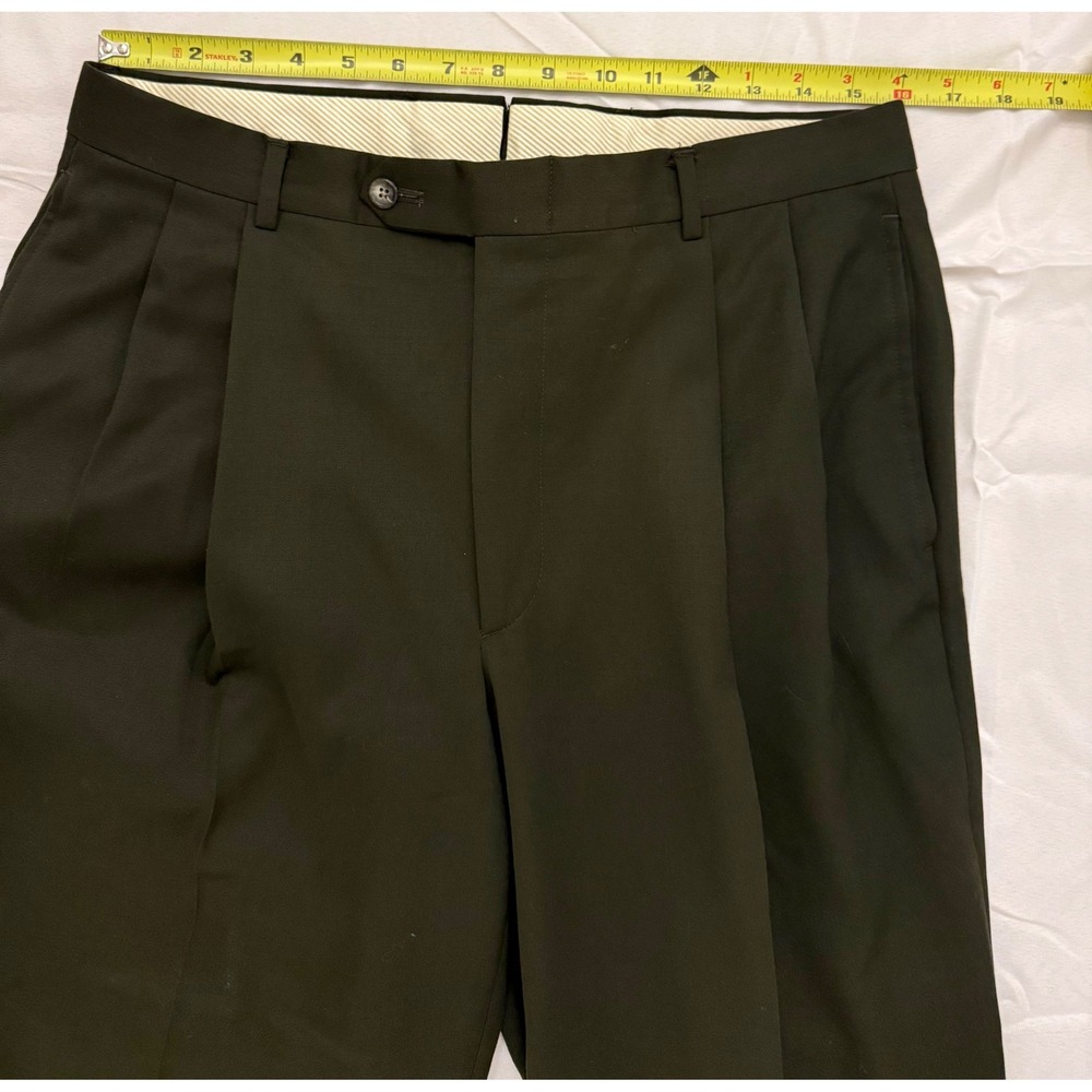 Nordstrom Mens Smartcare Wool Pleated Dress Pants 33R Black Career Office Work - Picture 7 of 9